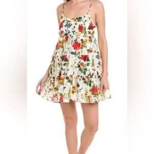 Alice + Olivia Floral Mini Dress in Red and Green